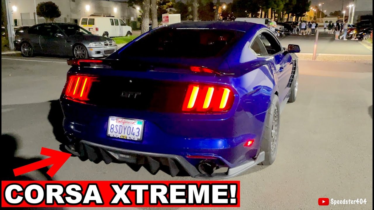 Crazy Loud Corsa Xtreme Straight Pipe Mustang Exhaust Sound! Midnight Cruise