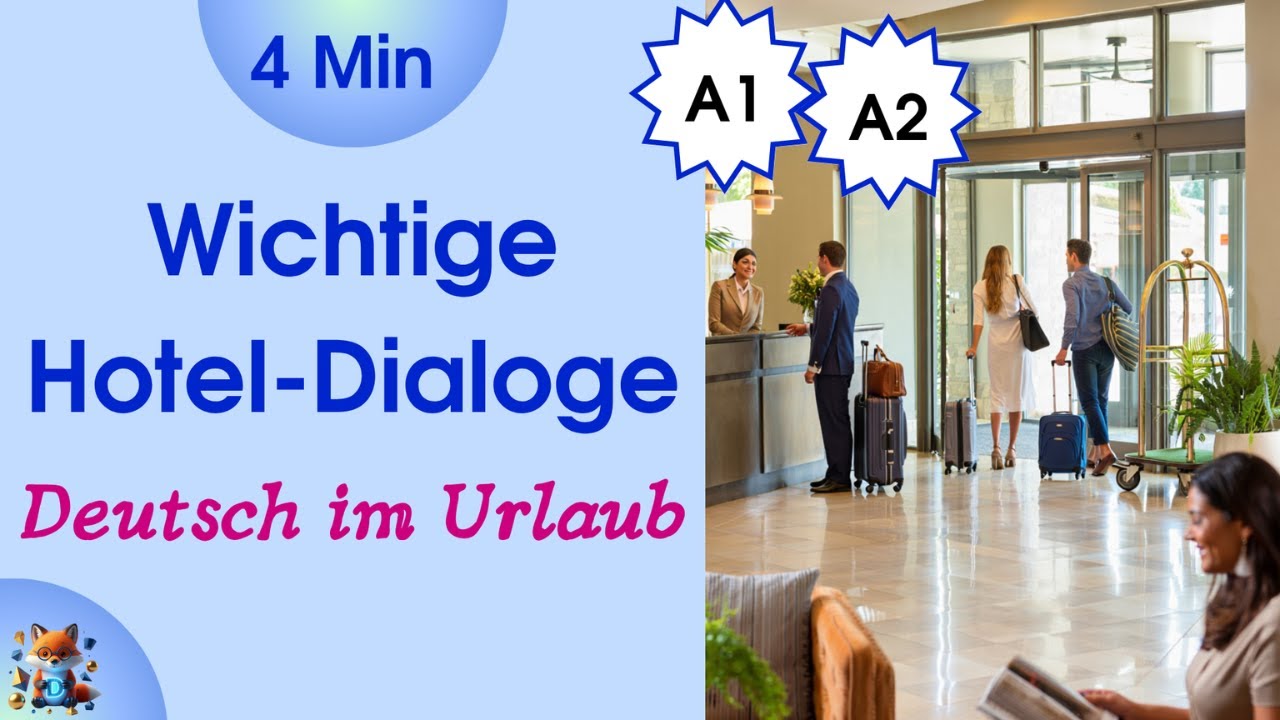 Im Hotel: Deutsch lernen (A1-A2) | 7 Real Hotel Dialogues in German + Realistic 3D Art 🏨🔑