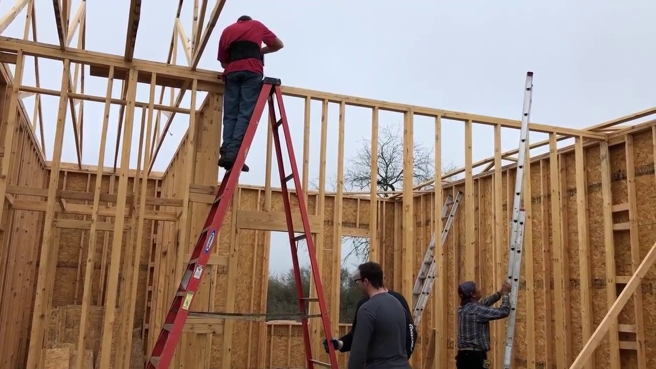 Lifting 44 foot roof trusses without a crane