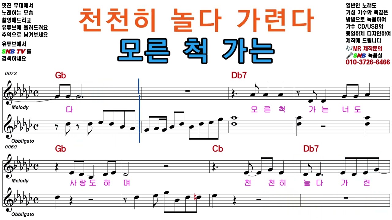 얄미운 세월 - 진해성 [Elf-919 / SNB TV] 악보영상