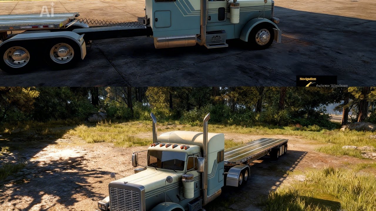 American truck simulator_ custom peterbilt  and flatbed delivering air conditioning (dlc-missouri)