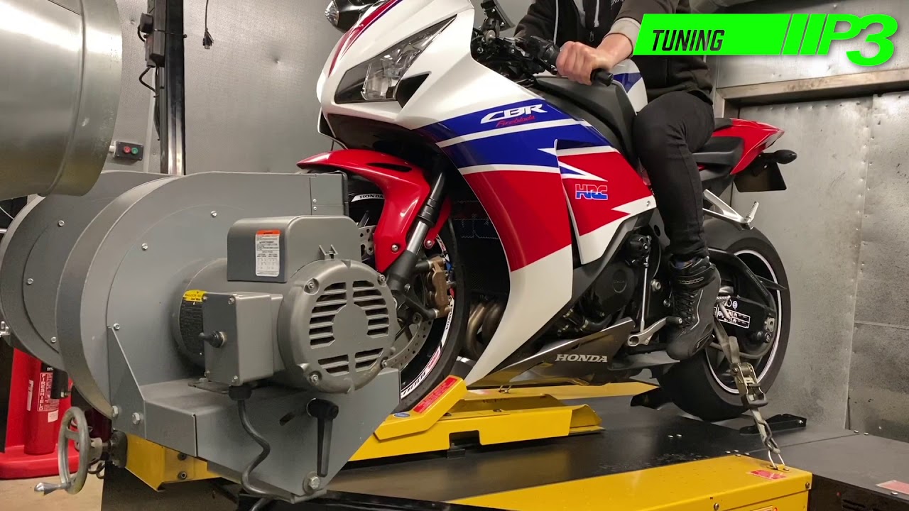 Honda CBR1000RR Fireblade, Dyno Power Run, Std Bike with Akrapovic GP SIlencer, P3 tuning