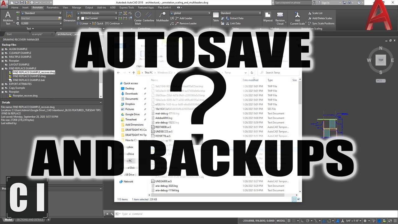 Как найти и открыть файлы резервных копий AutoCAD! (.ac$ .bak) — 2-минутный вторник