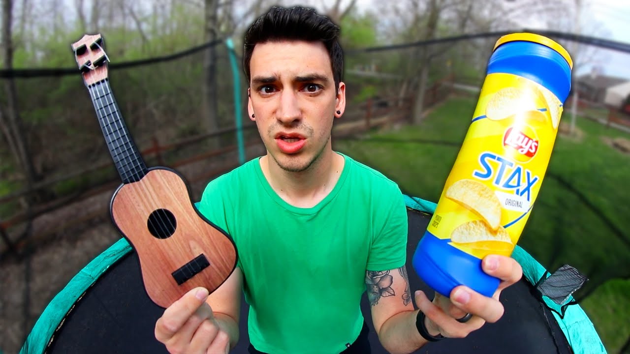 KICKFLIPPING RIDICULOUS ITEMS! *Trampoline Skating*