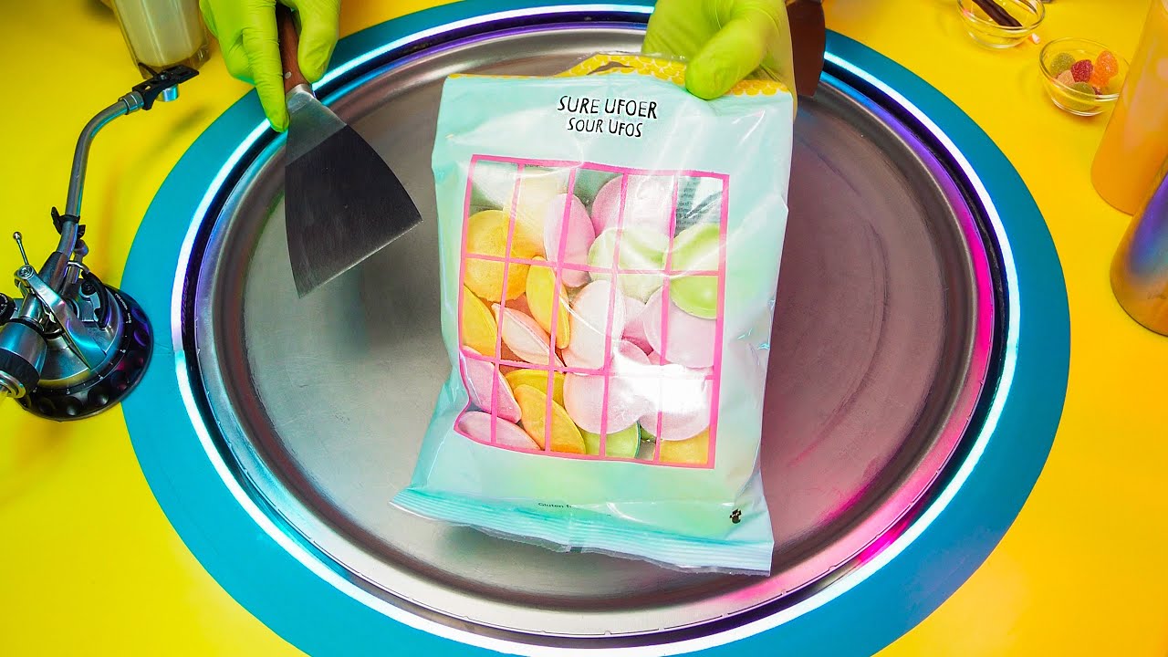 Sour UFOs Ice Cream Rolls | ASMR 🎧