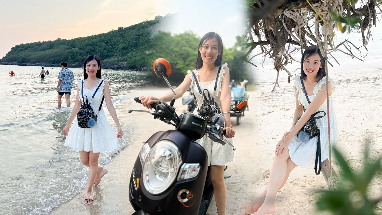 น้องบัวหอง​ ขับมอเตอร์ไซค์เที่ยว​ไทย🇹🇭ครั้งแรก​ พาชมหาดนวล