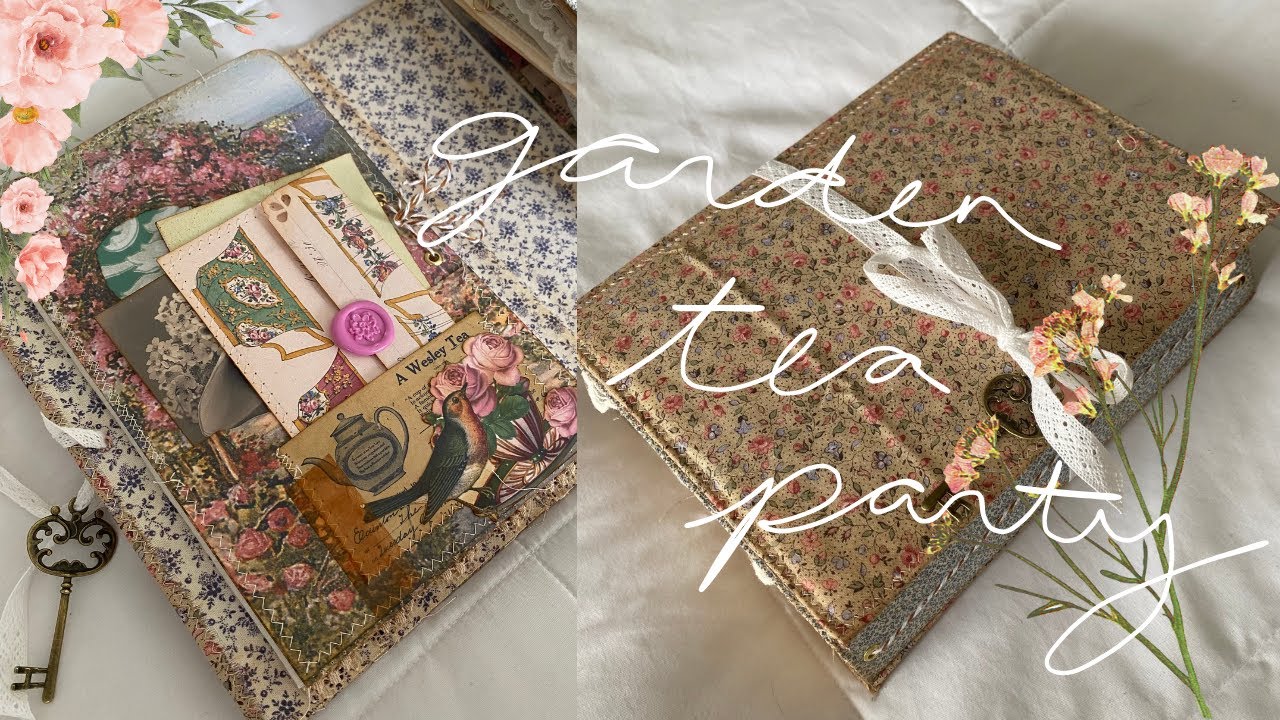 Trifold Junk Journal and folio - vintage garden tea party🫖🦋🌷 (SOLD)