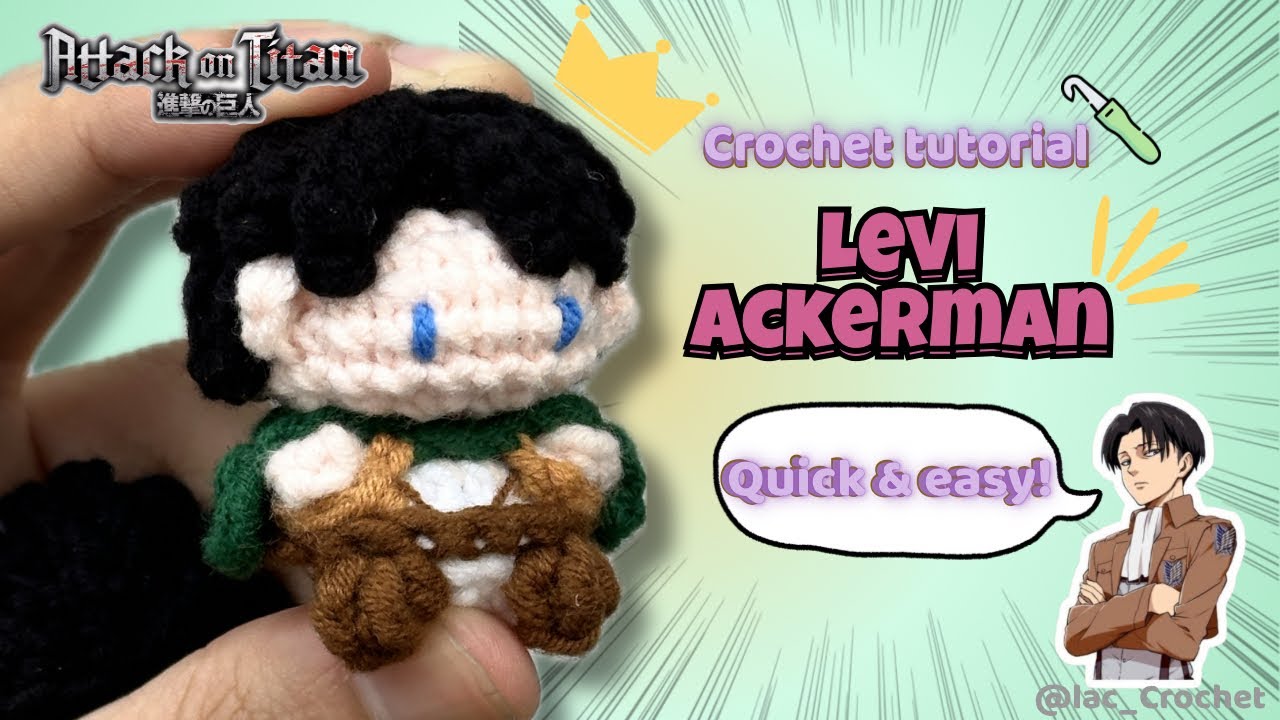 Crochet Levi ⚔️💙 | Mini Amigurumi Tutorial (Attack on Titan) | Lac Crochet 🥜