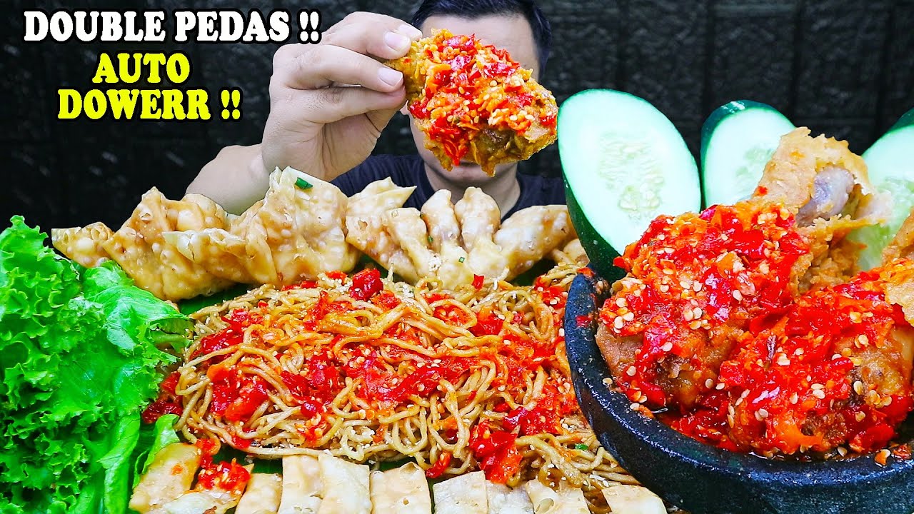 BIKIN MULES !! MUKBANG AYAM GEPREK SAMBEL RAWIT SETAN + MIE GACOAN MIE TERPEDAS INDONESIA !!