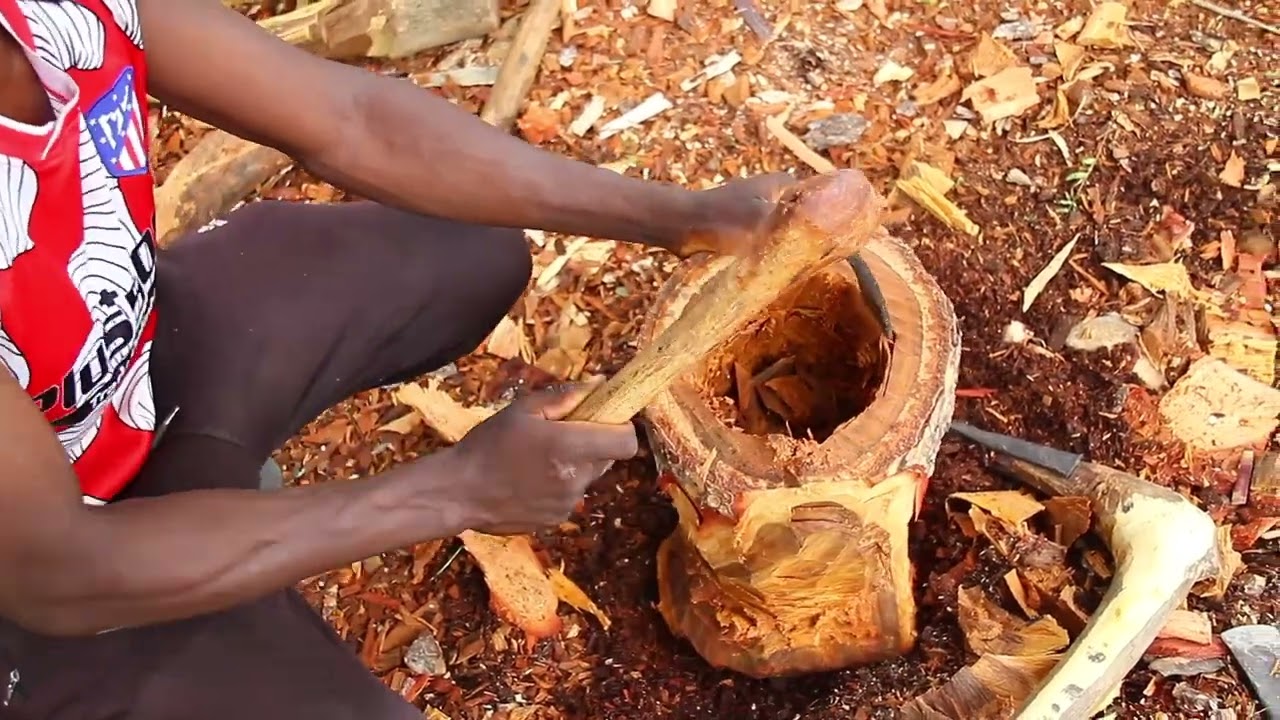 African Workshops: African ancient mortar and pestle made from tree log