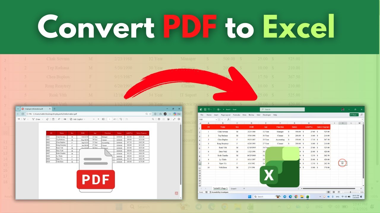 How to Convert PDF to Excel