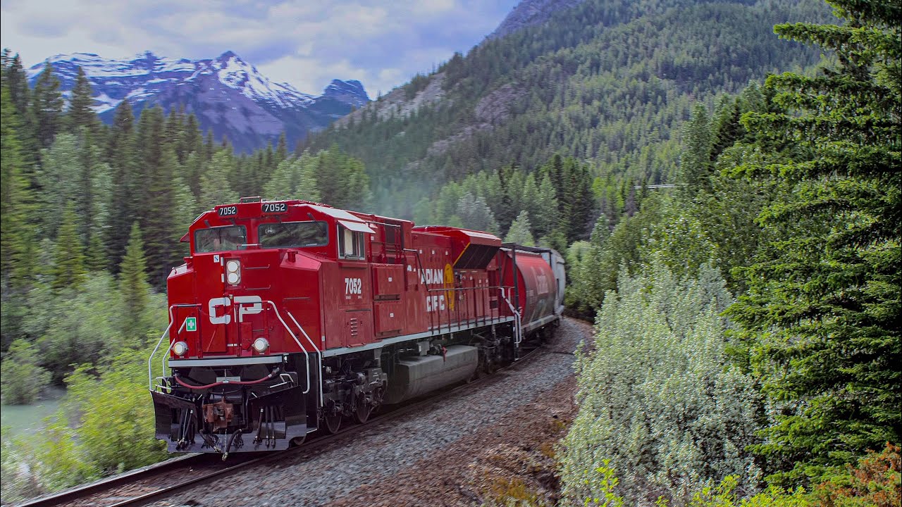 Freshly Rebuilt CP SD70ACu #7052 Solo Leading CP 7-300 near Banff, Alberta, Canada