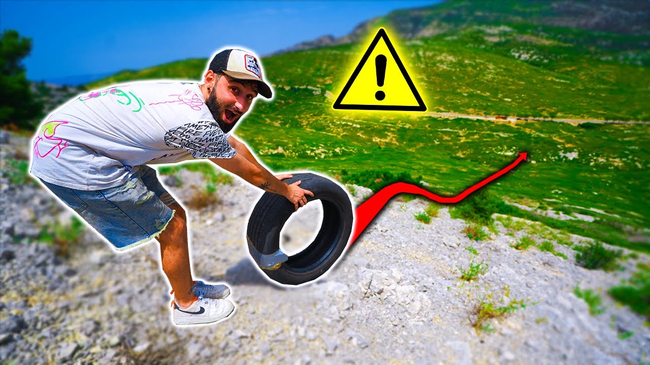 LACHER UNE ROUE EN HAUT D'UNE MONTAGNE !