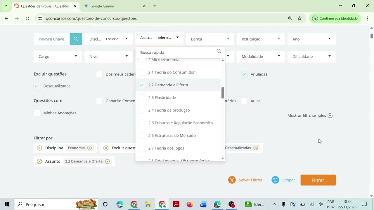 QConcurso + IA para estudo por Questões de Temas Específicos