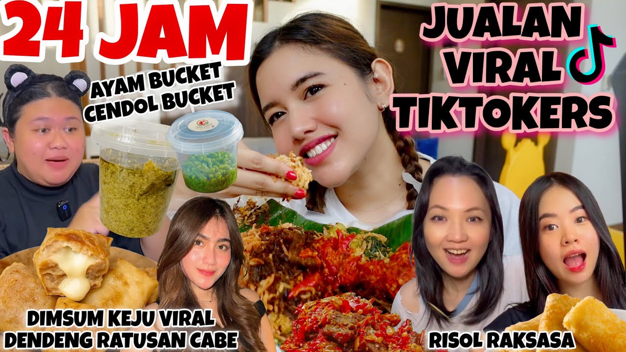 24 JAM MAKANAN VIRAL TIKTOKERS!! SAMBAL BUCKET SAMPE RISOL RAKSASA??