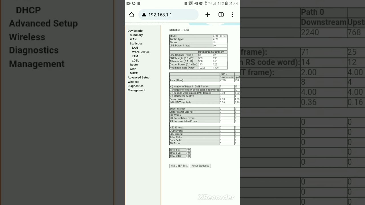 How to check snr margin & line attenuation for ADSL