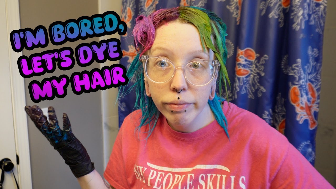 I'm Bored-Let's Cut+Dye My Hair | Rainbow Trash Goblin