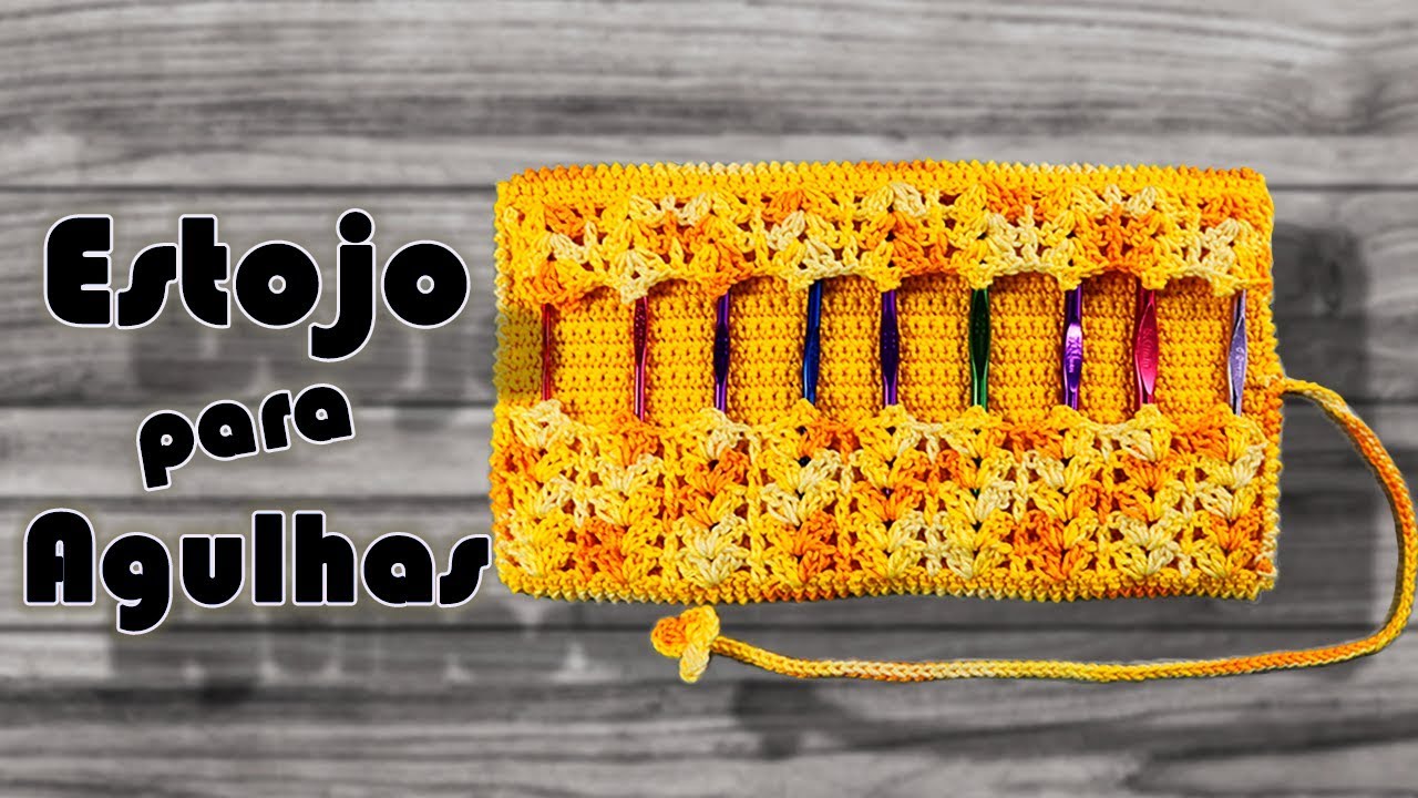estojo em crochê para agulhas
