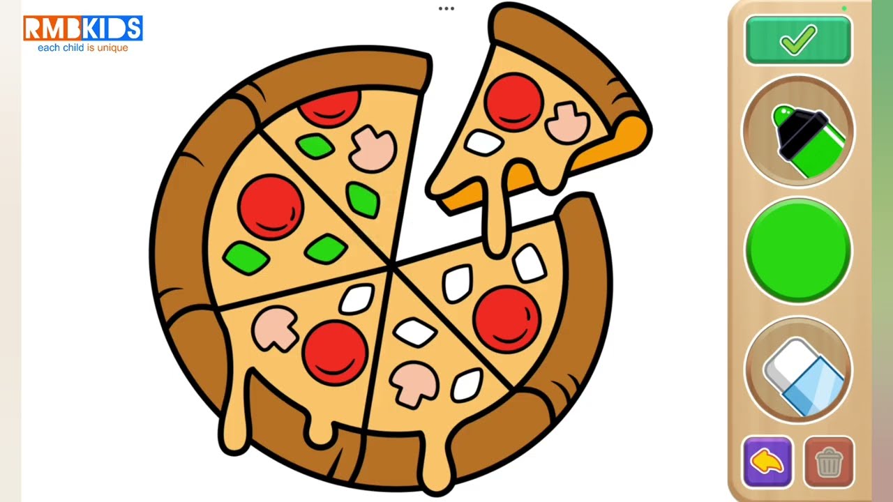 Drawing & Coloring Pizza 🍕for Toddlers✨Fun Kids Songs & Rhymes | Step by Step Art @RmbKids 