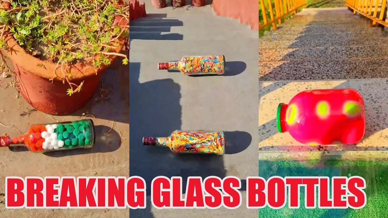 Breaking Glass Bottles and Balloon Drops 🔥 Crushing Crunchy & Soft Things #asmr #satisfying