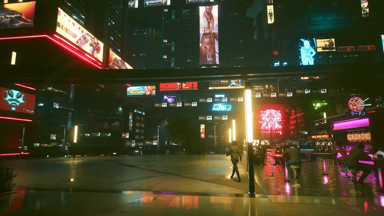 Cyberpunk 2077 Night Cafe Outdoor Ambience