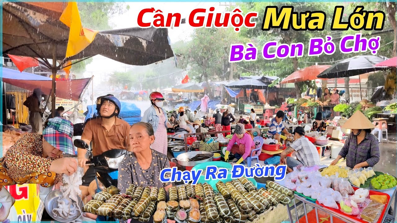 Chợ Cần Giuộc Bất Ngờ Mưa Lớn Nhiều Người Bỏ Chợ Chạy Ra Đường Bán Xuất Hiện Món Ăn Đặc Sản Bún Suôn