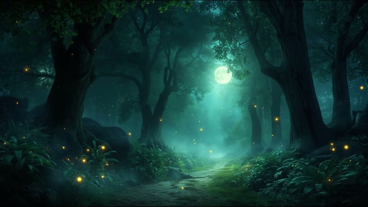Magical Forest Night 🌲✨ Ambient Music for Sleep, Study & Deep Relaxation