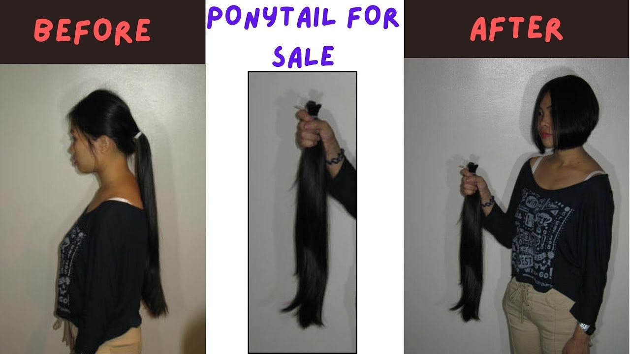 ladies long hair cut off in a ponytail #hairstyle #bobcut #haircut #hair #hairforsale #ladieshaircut