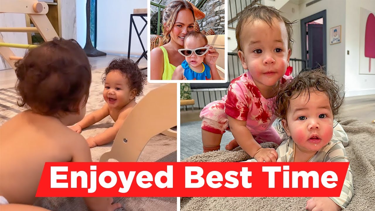 Chrissy Teigen Playing With Her Kids Esti & Wren