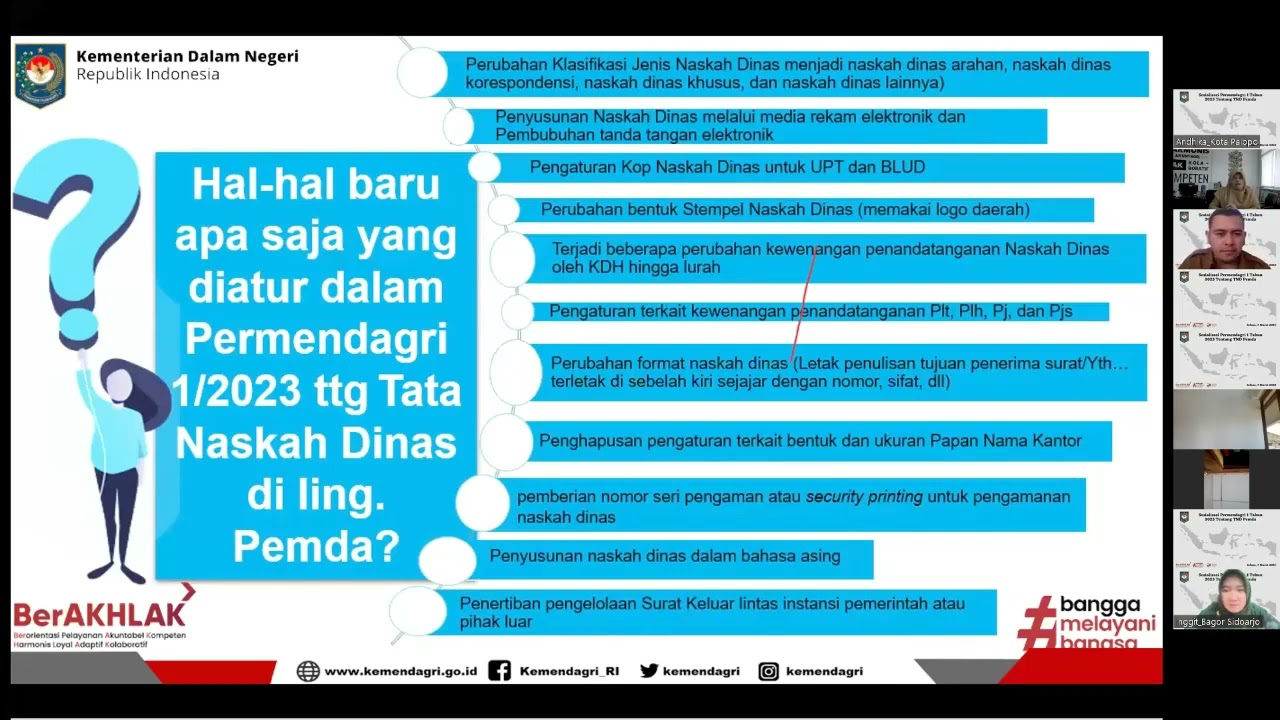 Sosialisasi Permendagri No 1 Tahun 2023 Tentang Tata Naskah Dinas di Lingkungan Pemerintah Daerah