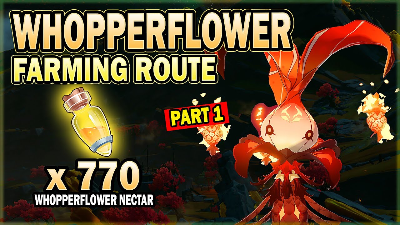 All Whopperflower Locations - Efficient Farming Route - Part 1 (Mondstadt and Liyue) Genshin Impact
