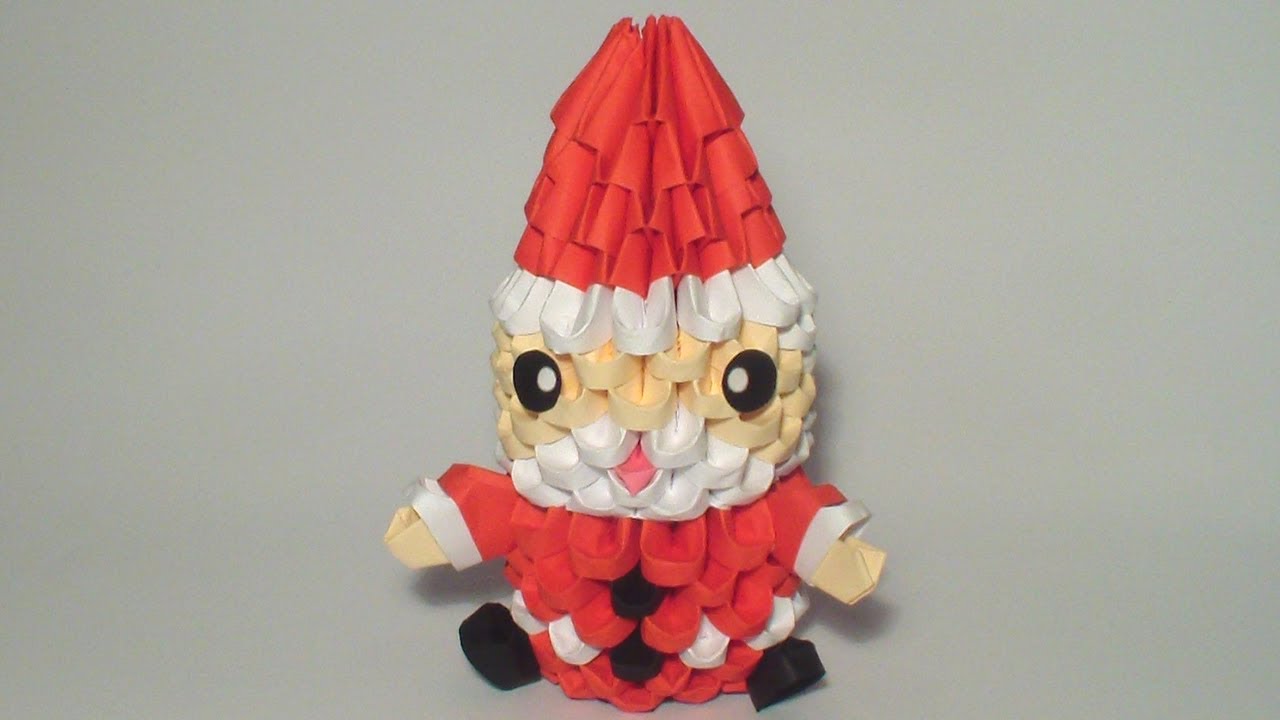3D origami mini Santa tutorial