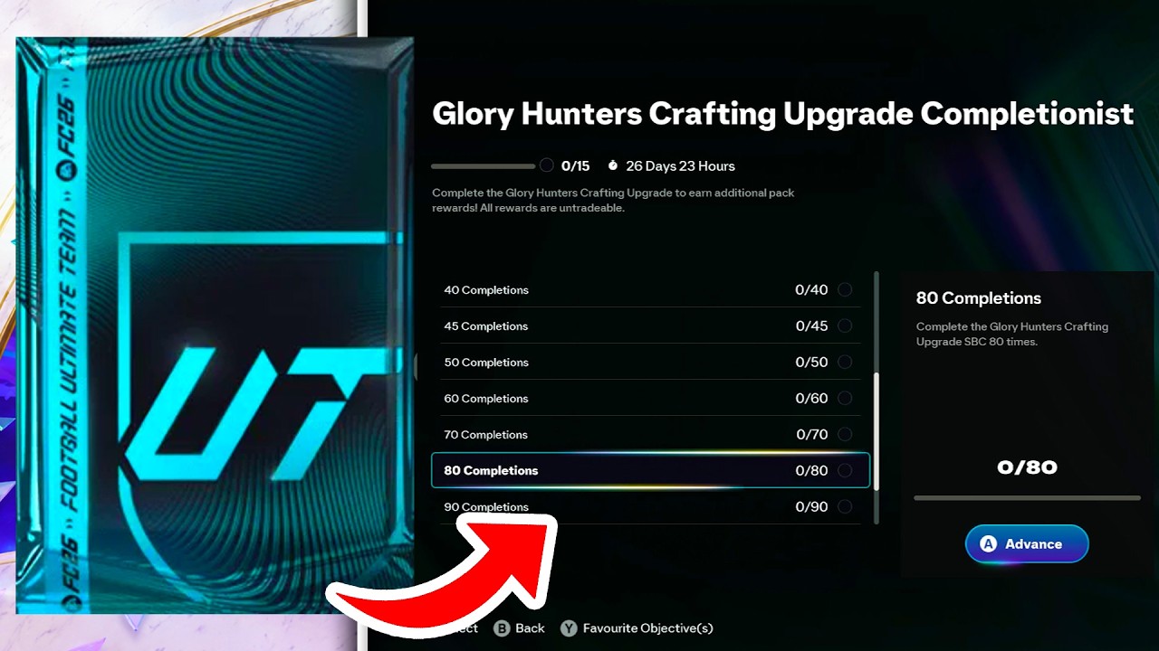 Как быстро выполнить цели &laquo;Завершитель&raquo; в испытании Glory Hunters Crafting Upgrade в FC 26