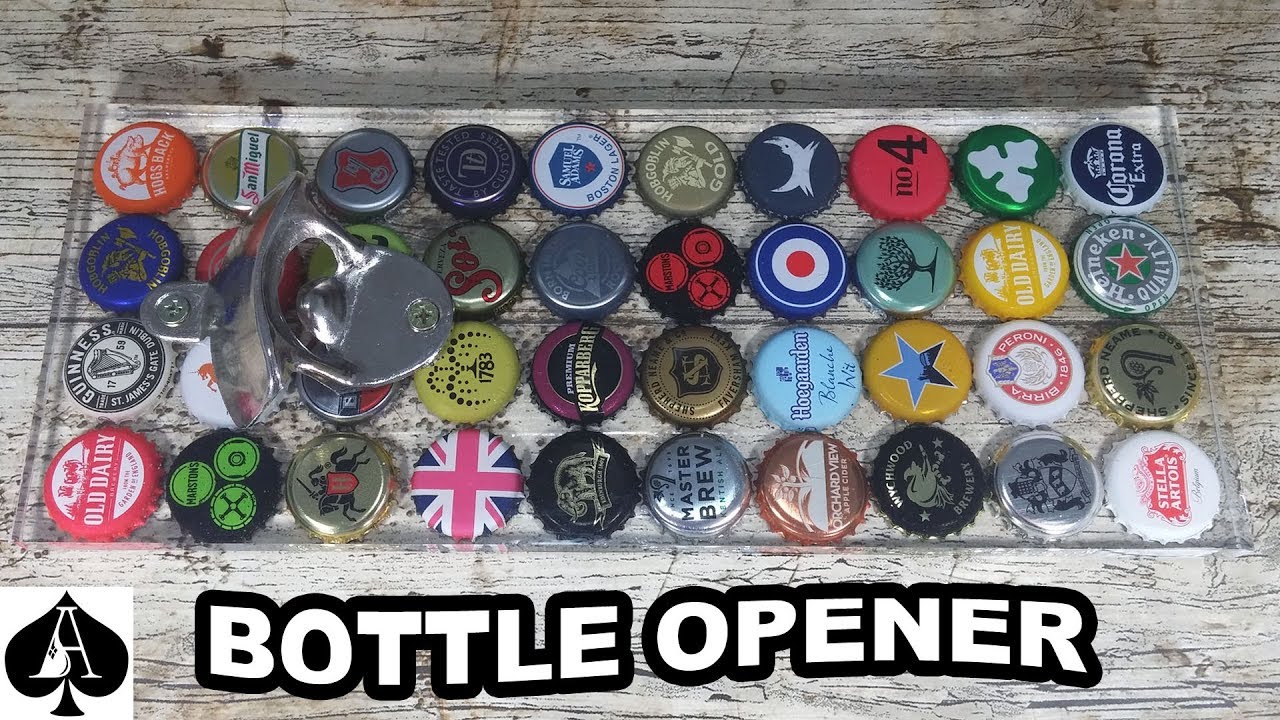 Bottle Caps in Clear Epoxy Resin Bottle Opener