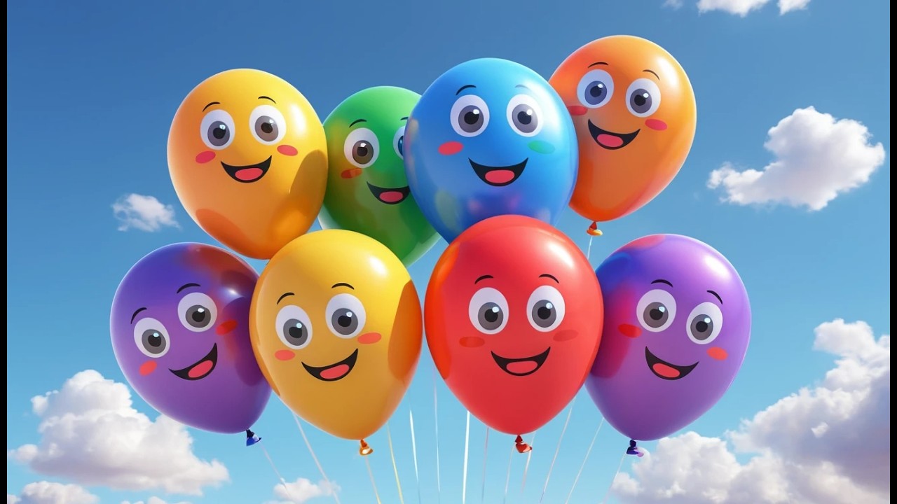 Sechs kleine Spielzeugballons schweben, schweben | Farbenlied & Zählen für Kinder