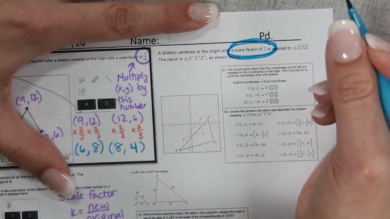 Bellwork 8a: ALEKs Dilation questions| Chapter 8 Similarity| High School Geometry