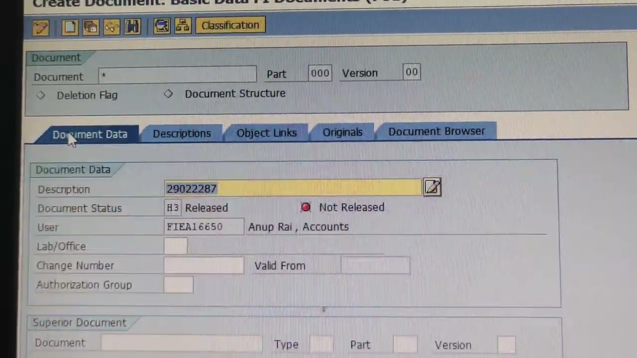 SAP DMS Attachment process T.code FB03