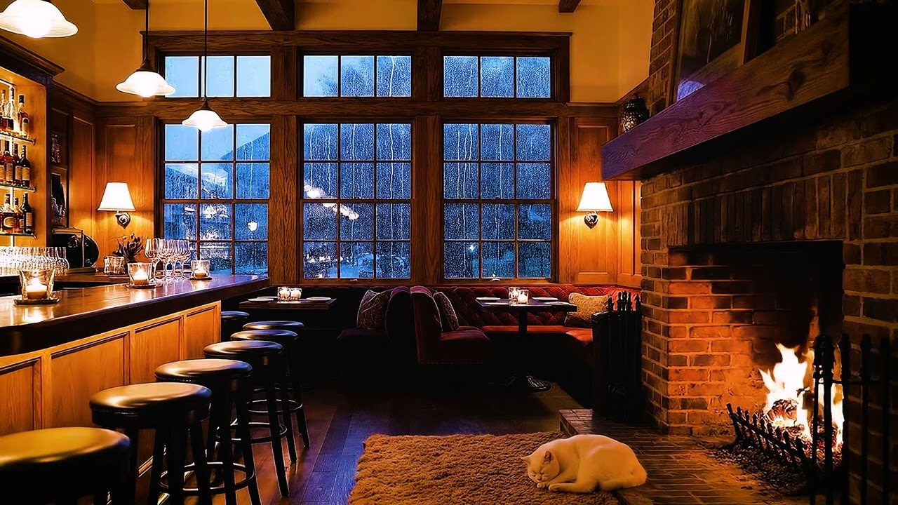Rainy Jazz Coffee ☕ 1 Hour Warm Café Jazz to Slow Down | Warm Table #5