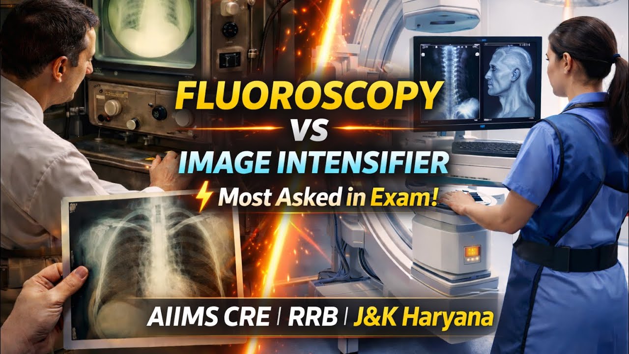 Old Fluoroscopy vs Image Intensifier | Complete Comparison for AIIMS CRE & RRB  2026 j&k Haryana
