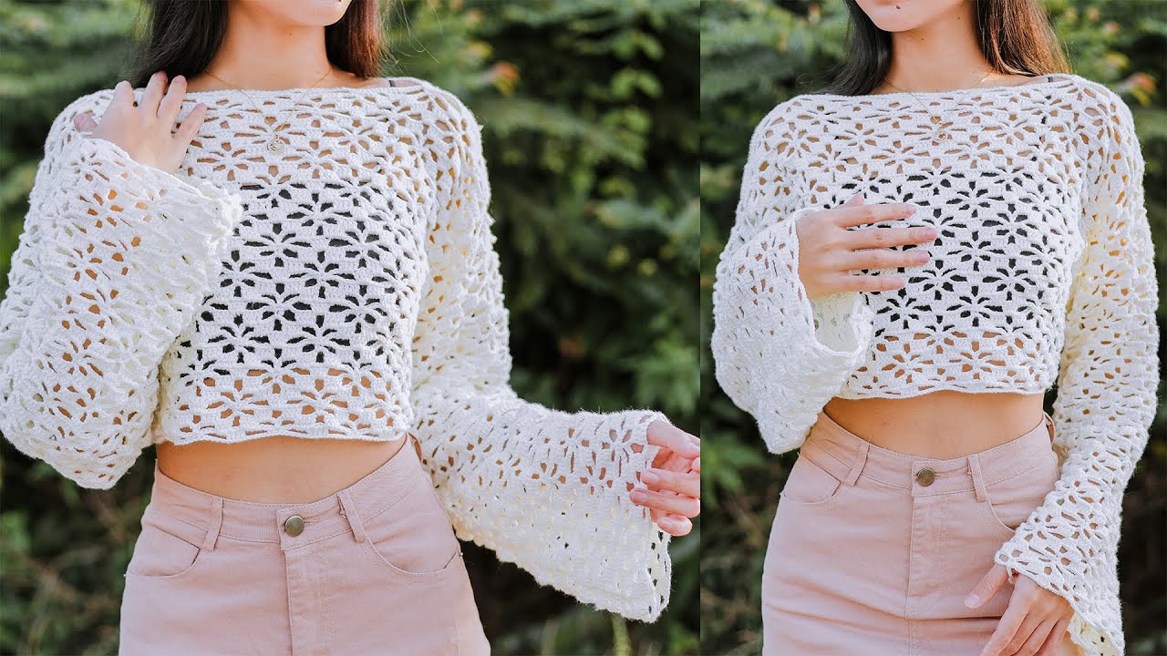 Crochet Floral Lace Sweater Tutorial | Crochet Floral Lace Blouse | Chenda DIY