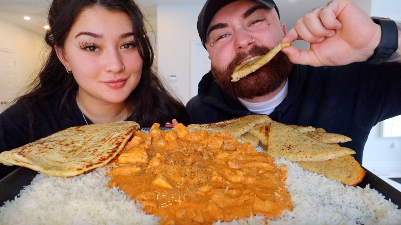 INDIAN FOOD MUKBANG Q&A • Butter Chicken, Garlic Naan Bread