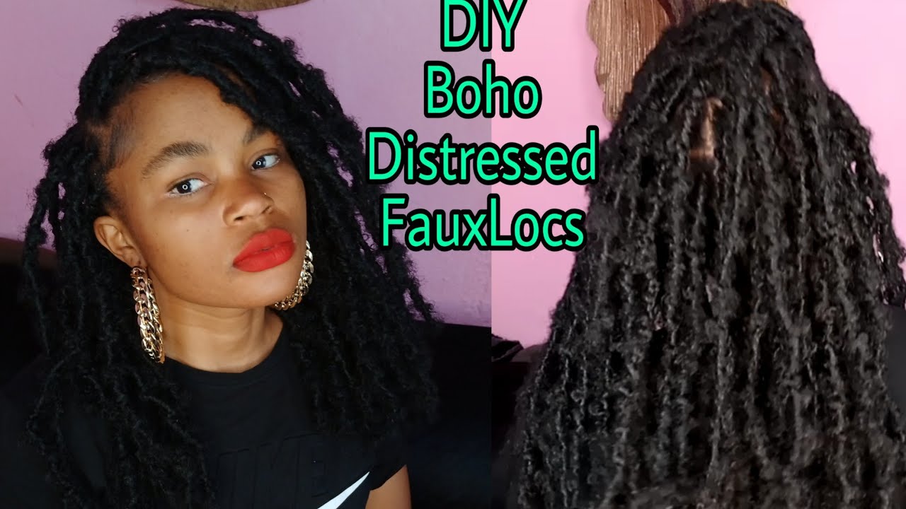 How~To .DIY Distressed FauxLocs with Kinky Bulk hair || Nappy Gabby