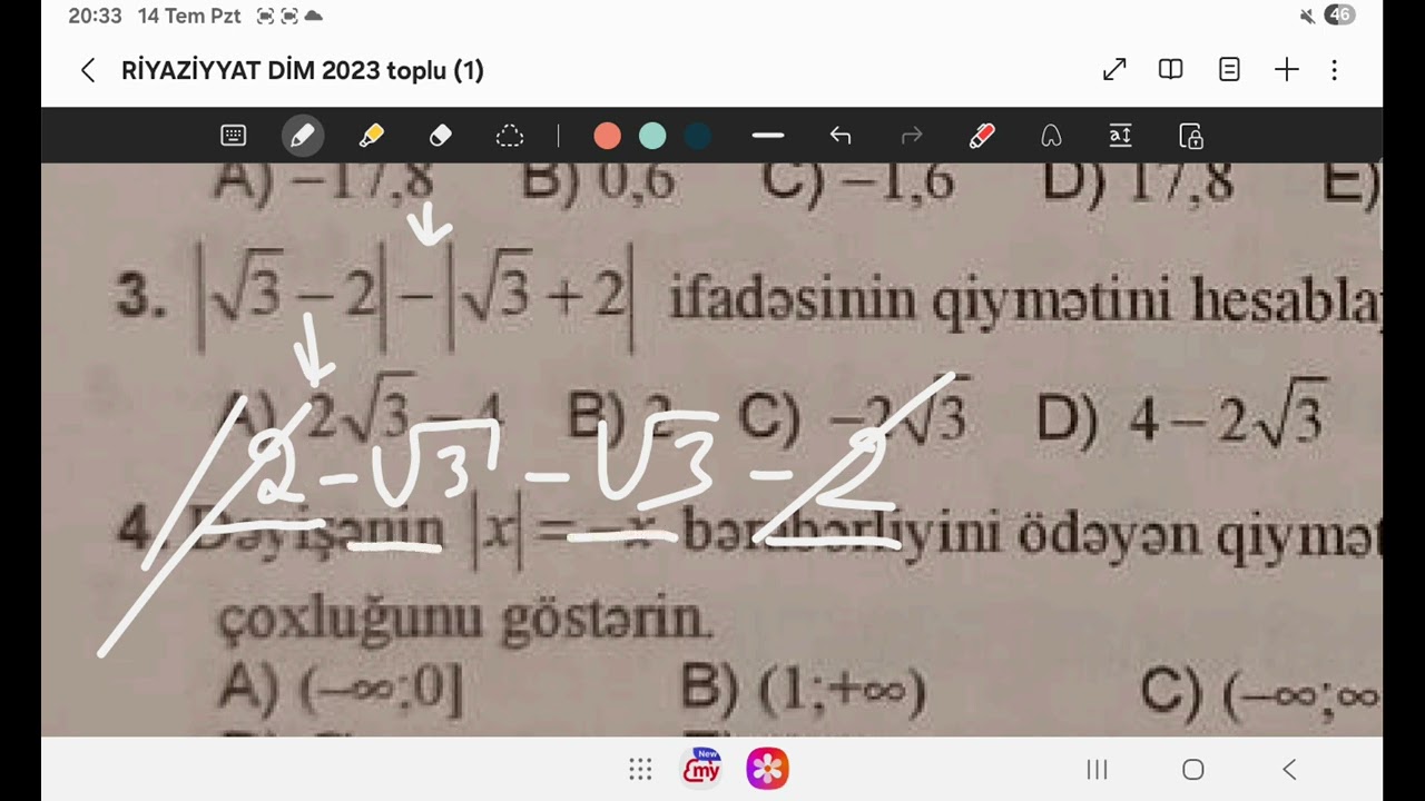 Ədədin modulu. Modul daxil olan ifadələrin çevrilməsi asan yolla dərs və test izahı✅️