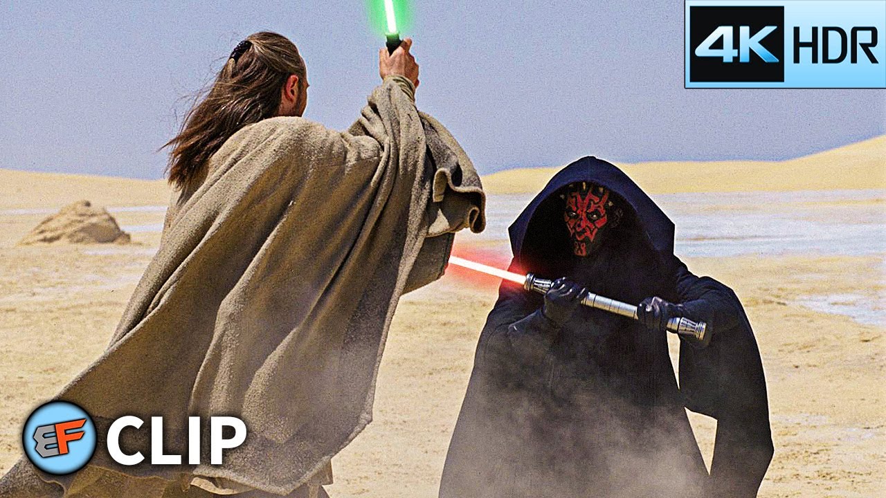 Qui-Gon vs Darth Maul - Tatooine Fight - Anakin Meets Obi-Wan | Star Wars The Phantom Menace (1999)
