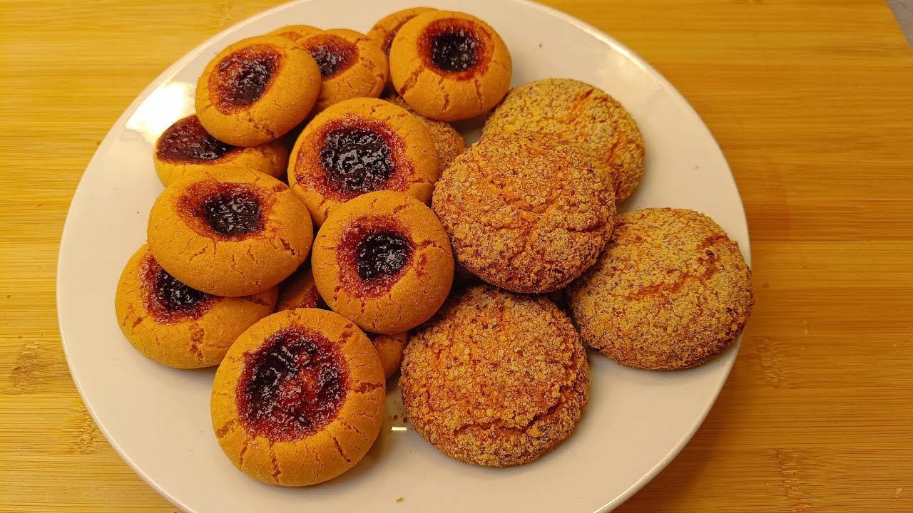  شیرینی مربایی و شیرینی گردویی🍪 خیلی راحت و اسان میتوانید در خانه برای عید درست کنید.😋