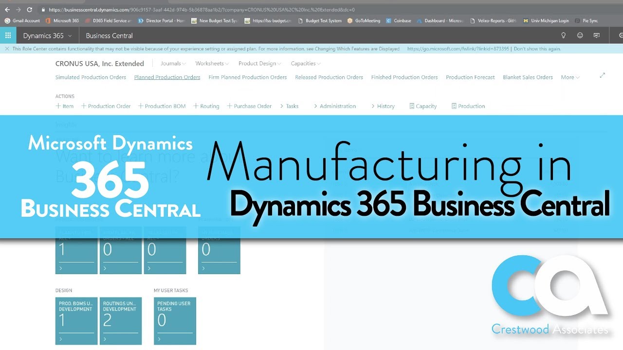 Manufacturing in Dynamics 365 Business Central