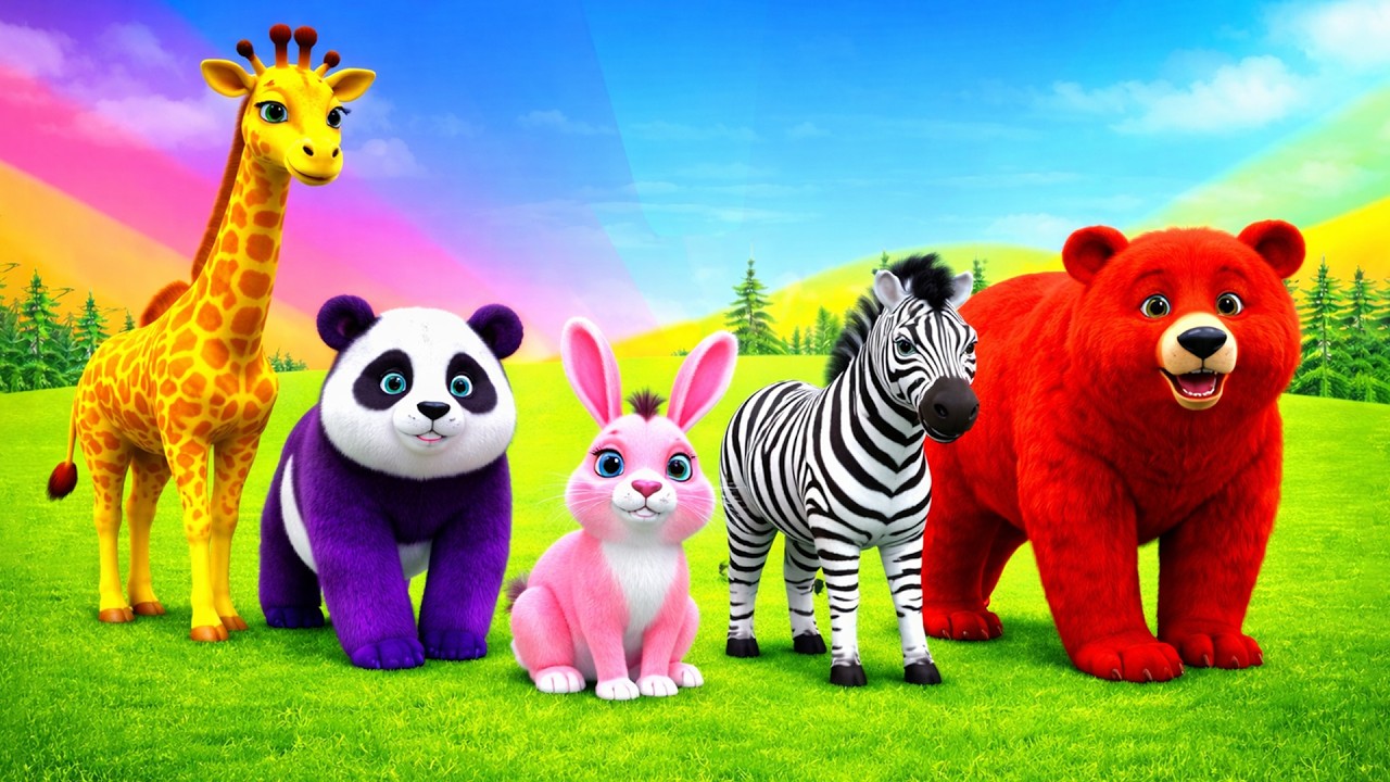 Long Slide Game With Elephant Gorilla Buffalo Hippopotamus Tiger - 3d Animal Game - Funny 3d Animals