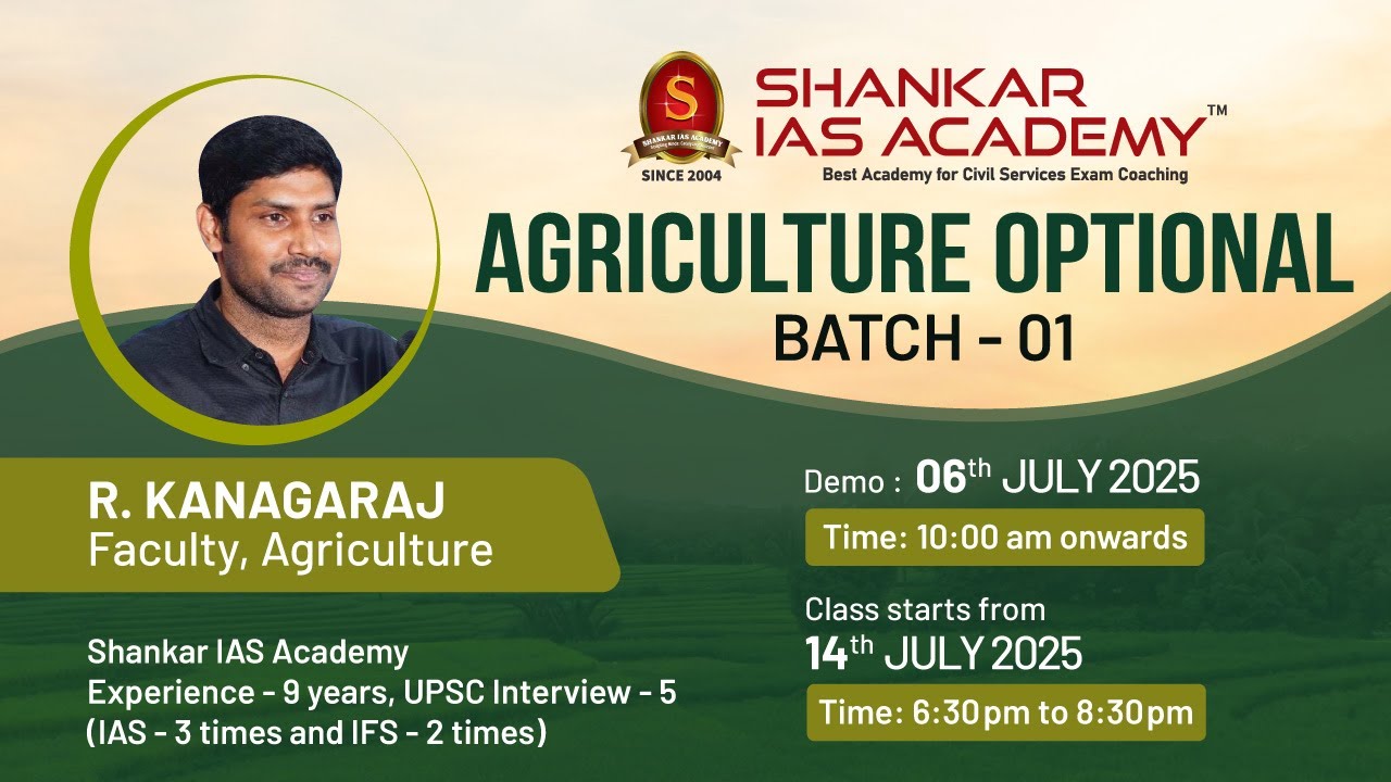 Agriculture Optional Demo Class by Mr. R. KANAGARAJ | UPSC 2025 | Shankar IAS Academy