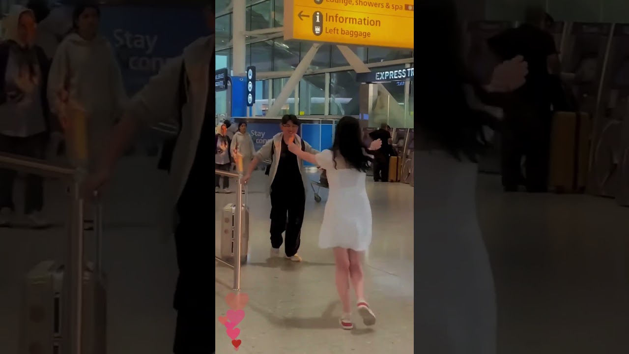 Long distance couples meeting surprise 🥹🥰#surprised #love #girlfriend #boyfriend #reunion