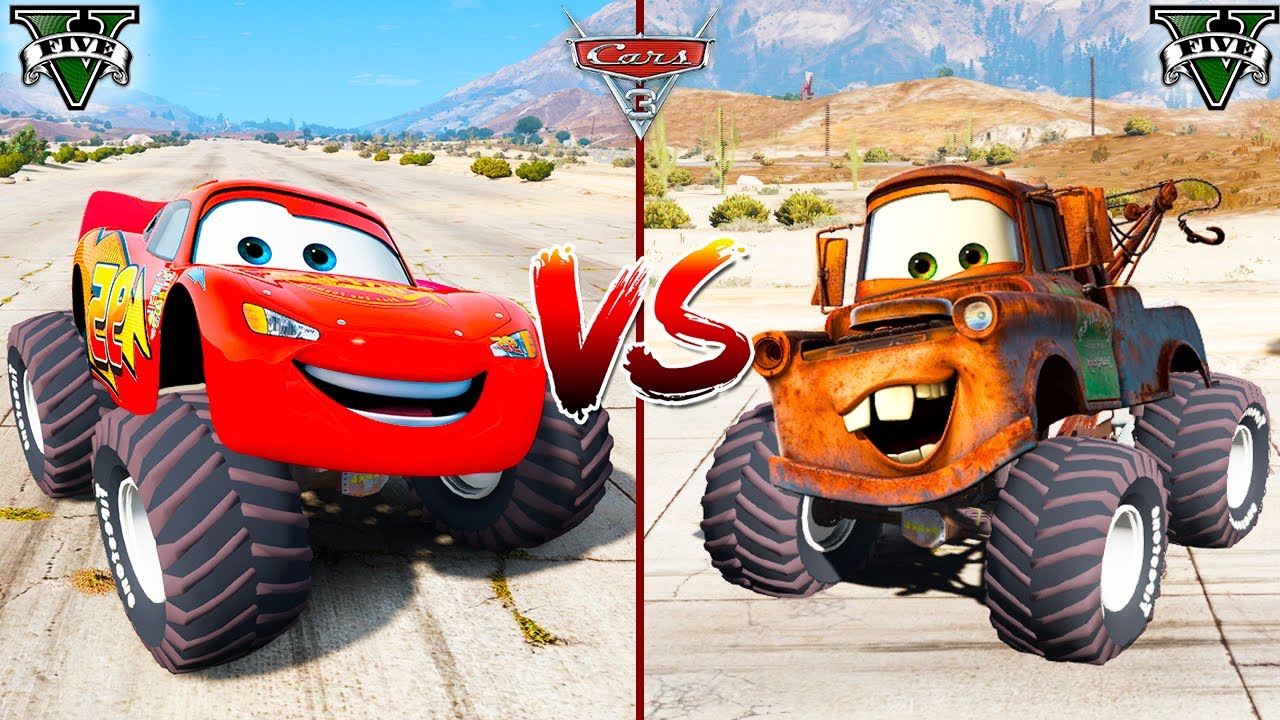 Monster Truck Lightning McQueen vs Monster Truck Tow Mater in GTA 5 - Which One Rules?